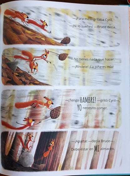 Beispielseite-Dos ardillas y una piña